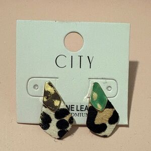 Leopard Print Earrings with Gold Accents